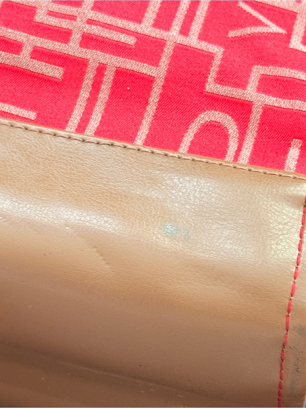 Diane Von Furstenberg Tote Bag Large Red Monogram Weekend Travel Canvas Leather - Picture 9 of 10